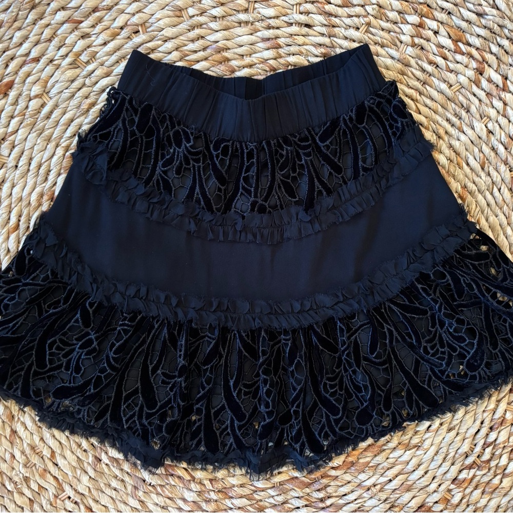 Alexis Elegant Black Velvet Lace Mini Skirt